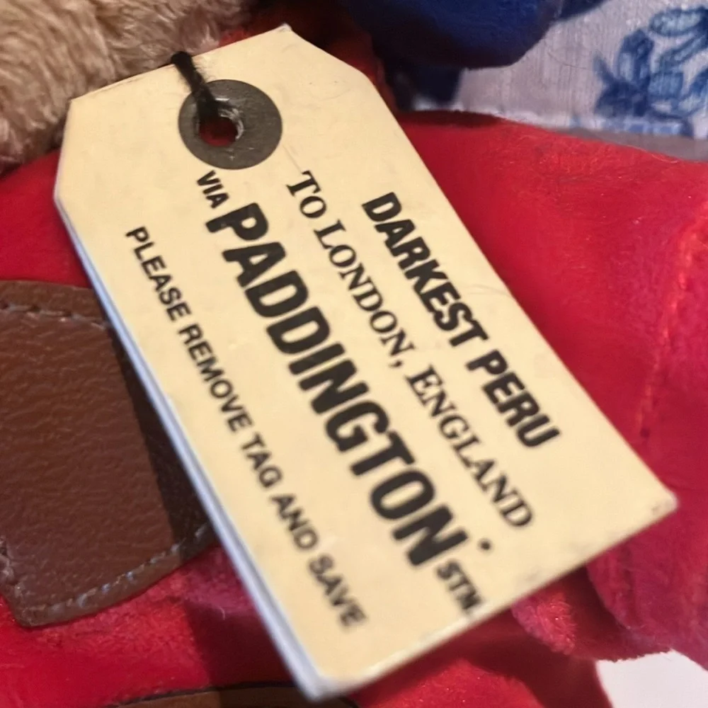 Paddington 8” Bear Darkest Peru Plush Red Coat Blue Hat Original Tag GUC